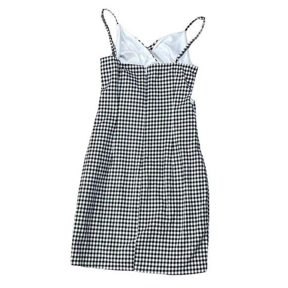 Blue Blush Checkered Cross Front Mini Dress Black White Sleeveless Size M Medium - Picture 2 of 7